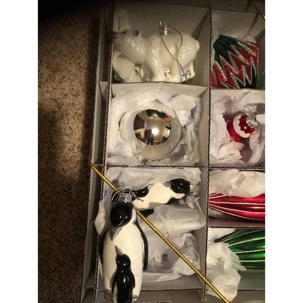 GRANDIN ROAD NIB SET OF 11 CHRISTMAS ORNAMENTS GRANDINROAD